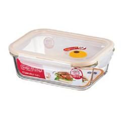 L&L STEAM VENT HEAT RESISTANT GLASS CONTAINER RECTANGULAR 2.0L