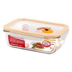 L&L STEAM VENT HEAT RESISTANT GLASS CONTAINER RECTANGULAR 1.0