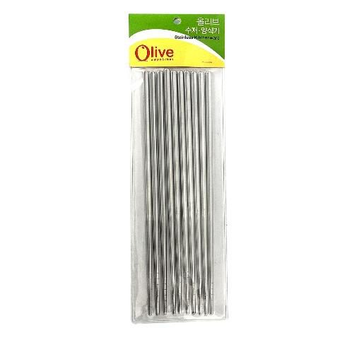 OLIVE TUBE S/S CHOPSTICKS  10P