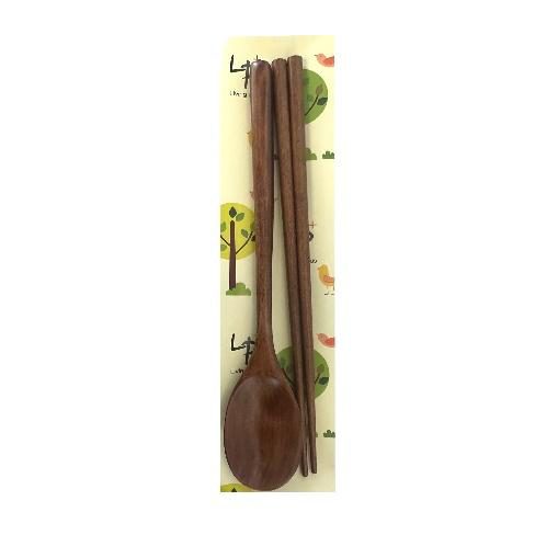 WOOD SPOON & CHOPSTICKS SET